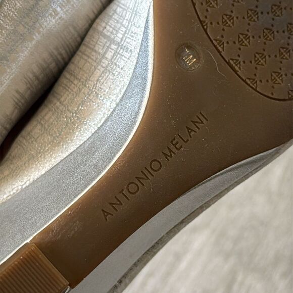 Antonio Melani Rhinestone Jeweled Wedge Heels 7 Silver Peep Toe - Picture 9 of 10